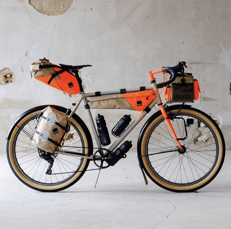Temporary reference image of a bicycle fitted with custom bike bags